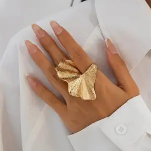 Abstract Chunky Textured Lotus Leaf Ring - ArtGalleryZen