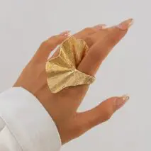Abstract Chunky Textured Lotus Leaf Ring - ArtGalleryZen