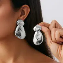 Abstract Glossy Duo Waterdrop Stud Earrings - ArtGalleryZen