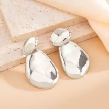 Abstract Glossy Duo Waterdrop Stud Earrings - ArtGalleryZen