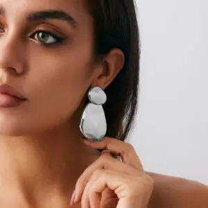 Abstract Glossy Duo Waterdrop Stud Earrings - ArtGalleryZen