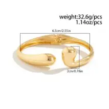 Abstract Gold Silver Tone Asymmetric Waterdrop Bangle Bracelet - ArtGalleryZen