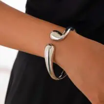 Abstract Gold Silver Tone Asymmetric Waterdrop Bangle Bracelet - ArtGalleryZen