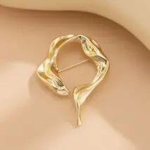 Abstract Gold Silver Tone Flow Water Pin Brooch - ArtGalleryZen