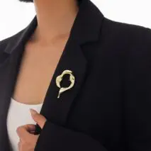 Abstract Gold Silver Tone Flow Water Pin Brooch - ArtGalleryZen