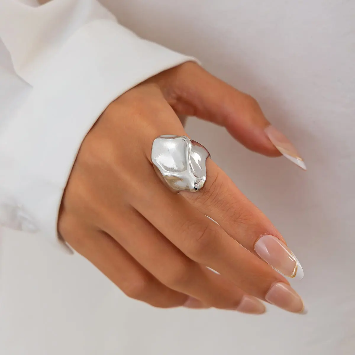 Abstract Irregular Liquid Waterdrop Open Ring - ArtGalleryZen