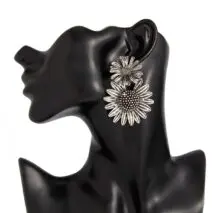 Antique Silver Sunflower Dangle Earrings - ArtGalleryZen