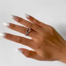 Antique Silver Tone Bamboo Shaped Heart Ring - ArtGalleryZen