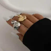 Asymmetric Gold Silver Tone Waterdrop Open Ring - ArtGalleryZen