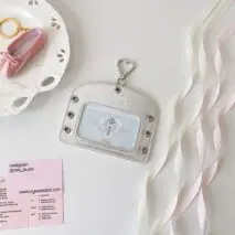 Ballet Style Ribbon Silver Kpop Keychain Photocard Holder - ArtGalleryZen