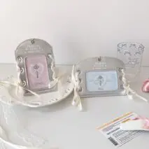 Ballet Style Ribbon Silver Kpop Keychain Photocard Holder - ArtGalleryZen