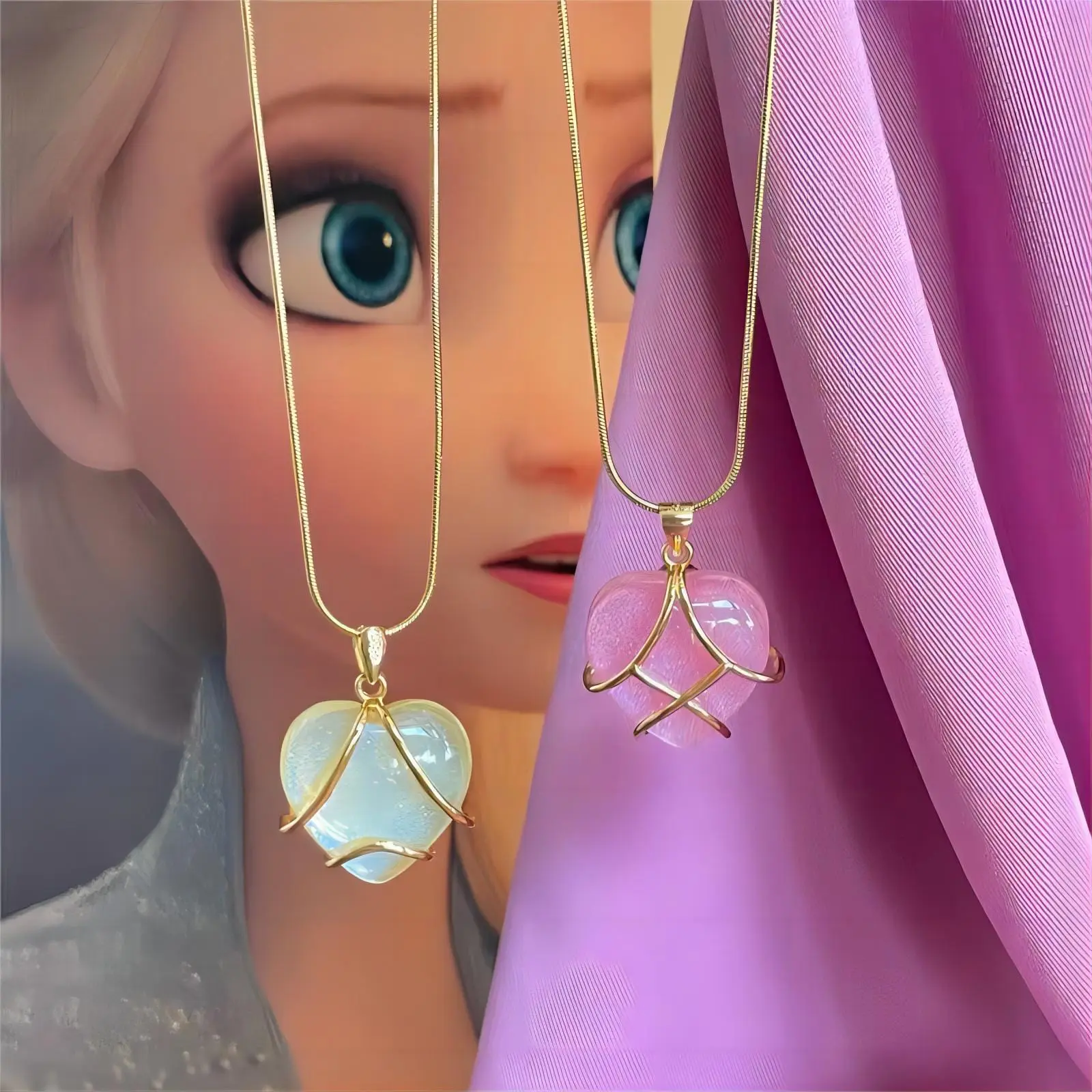 Barbie Murano Crystal Heart Pendant Necklace - ArtGalleryZen