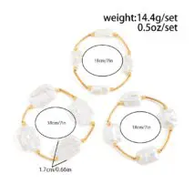Baroque 3pcs Irregular Pearl Stackable Bracelet Set - ArtGalleryZen