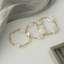 Baroque 3pcs Irregular Pearl Stackable Bracelet Set - ArtGalleryZen