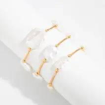 Baroque 3pcs Irregular Pearl Stackable Bracelet Set - ArtGalleryZen
