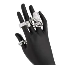 Baroque 7pcs Gold Silver Tone Pearl Inlaid Curved Ring Set - ArtGalleryZen