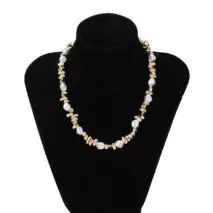 Baroque Gold Silver Tone Irregular Pearl Beaded Necklace - ArtGalleryZen