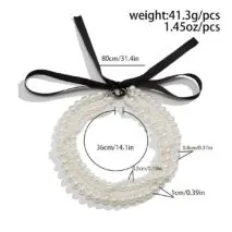 Baroque Layered Ribbon Bowknot Pearl Chain Necklace - ArtGalleryZen