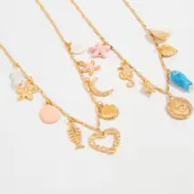 Beach Style 2pcs Enamel Shell Starfish Heart Fish Pendant Necklace Set - ArtGalleryZen