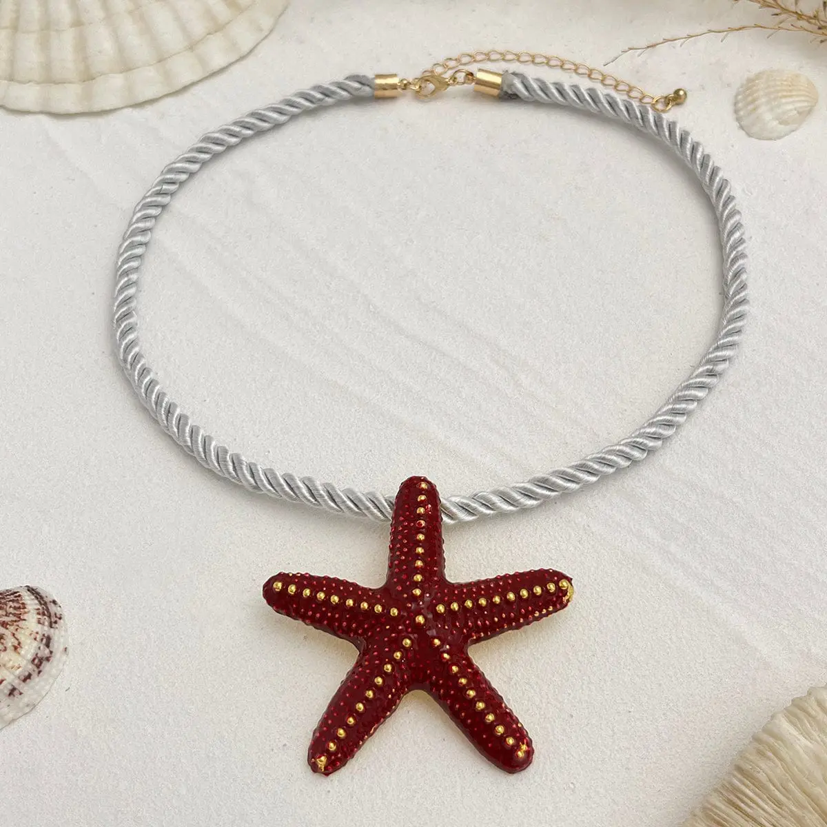 Beach Style Enamel Starfish Pendant Necklace - ArtGalleryZen