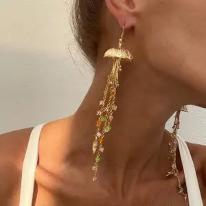 Beach Style Jellyfish Crystal Tassel Earrings - ArtGalleryZen