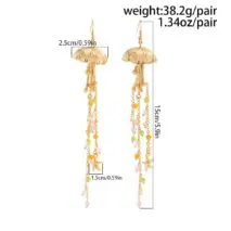 Beach Style Jellyfish Crystal Tassel Earrings - ArtGalleryZen