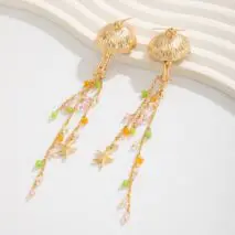 Beach Style Jellyfish Crystal Tassel Earrings - ArtGalleryZen
