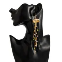 Beach Style Jellyfish Crystal Tassel Earrings - ArtGalleryZen