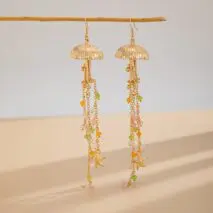 Beach Style Jellyfish Crystal Tassel Earrings - ArtGalleryZen