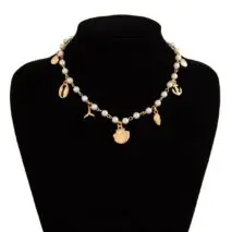 Beach Style Mermaid Tail Conch Shell Pendant Pearl Chain Necklace - ArtGalleryZen