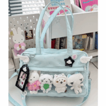 Blue Polka Dots Kpop Fan Display Shoulder Crossbody Bag - ArtGalleryZen