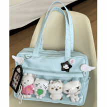 Blue Polka Dots Kpop Fan Display Shoulder Crossbody Bag - ArtGalleryZen