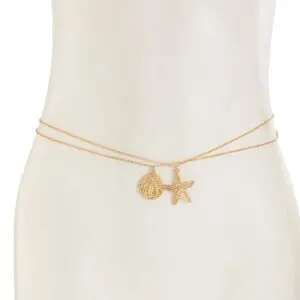 Bohemia 2pcs Gold Silver Tone Shell Starfish Charm Belly Chain Set - ArtGalleryZen
