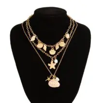 Bohemia 3pcs Conch Shell Starfish Pearl Pendant Necklace Set - ArtGalleryZen