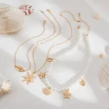 Bohemia 3pcs Conch Shell Starfish Pendant Pearl Chain Necklace Set - ArtGalleryZen