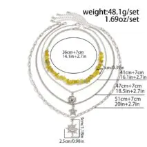 Bohemia 4pcs Sun Moon Star Pendant Crystal Stone Necklace Set - ArtGalleryZen