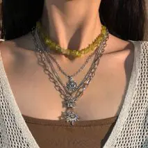 Bohemia 4pcs Sun Moon Star Pendant Crystal Stone Necklace Set - ArtGalleryZen