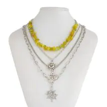 Bohemia 4pcs Sun Moon Star Pendant Crystal Stone Necklace Set - ArtGalleryZen