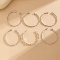 Bohemia 6pcs  Flower Heart Star Pattern Open Bangle Bracelet Set - ArtGalleryZen
