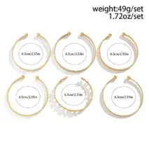 Bohemia 6pcs  Flower Heart Star Pattern Open Bangle Bracelet Set - ArtGalleryZen