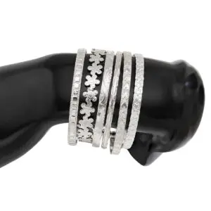 Bohemia 6pcs  Flower Heart Star Pattern Open Bangle Bracelet Set - ArtGalleryZen