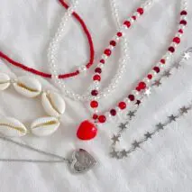 Bohemia 6pcs Strawberry Heart Pendant Pearl Conch Seed Bead Chain Necklace Set - ArtGalleryZen