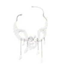 Bohemia Abstract Pattern Pearl Chain Tassel Choker Necklace - ArtGalleryZen