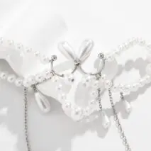 Bohemia Abstract Pattern Pearl Chain Tassel Choker Necklace - ArtGalleryZen