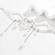Bohemia Abstract Pattern Pearl Chain Tassel Choker Necklace - ArtGalleryZen