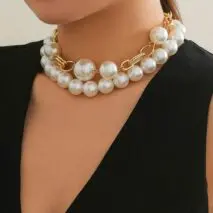 Bohemia Chunky Layered Pearl Chain Choker Necklace Set - ArtGalleryZen