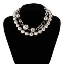 Bohemia Chunky Layered Pearl Chain Choker Necklace Set - ArtGalleryZen