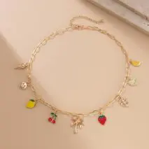 Bohemia Enamel Fruit Coconut Tree Heart Charm Necklace - ArtGalleryZen
