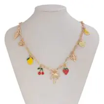 Bohemia Enamel Fruit Coconut Tree Heart Charm Necklace - ArtGalleryZen