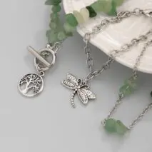Bohemia Layered Dragonfly Tree Charm Turquoise Stone Bracelet Set - ArtGalleryZen